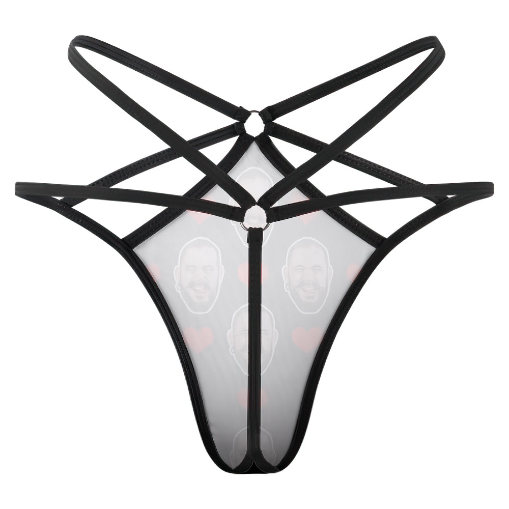 Custom Face Thong Red Heart Funny Sexy Thongs Personalized Gift for Her
