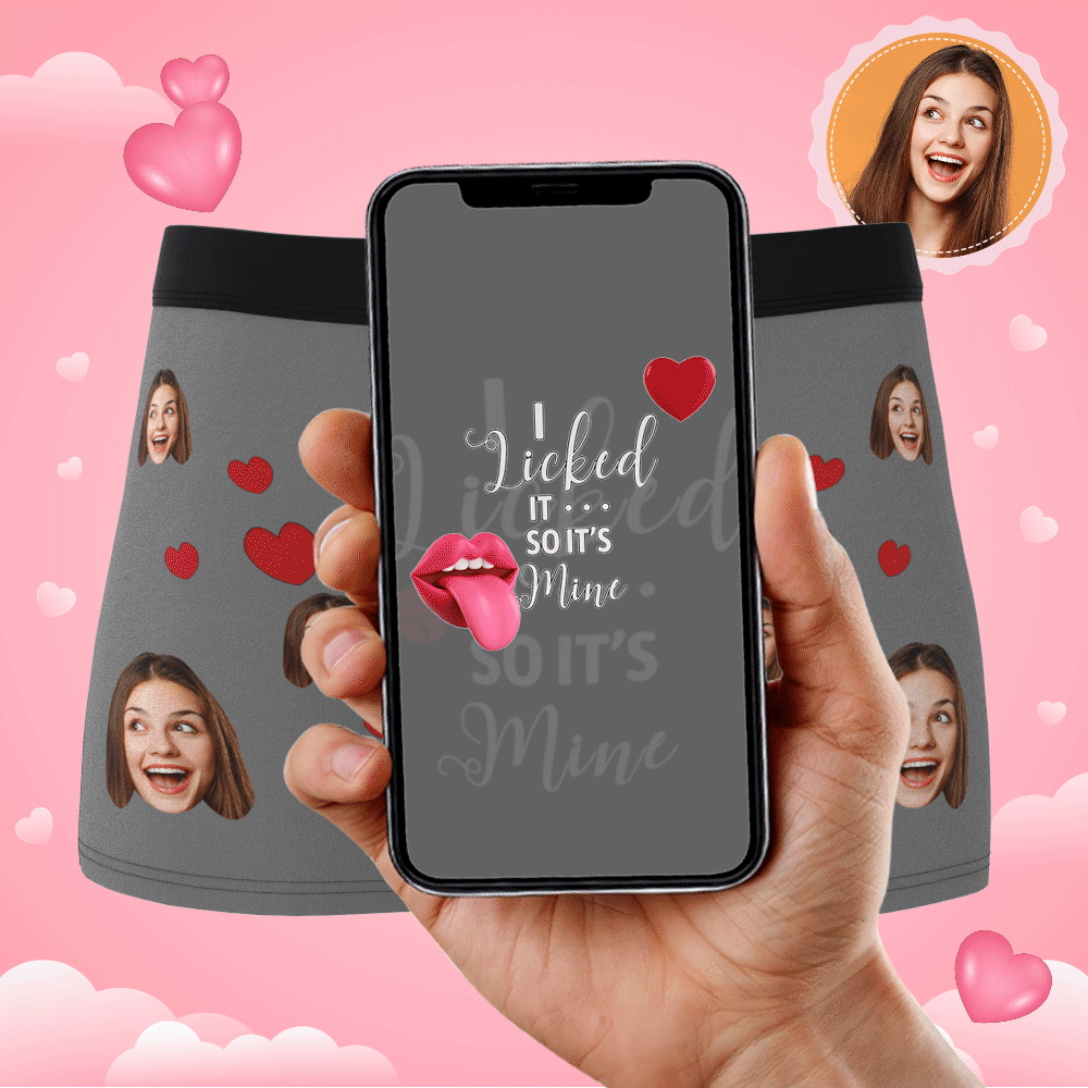 Custom Photo Boxer, Funny Face Boxer It's Mine AR View with Package