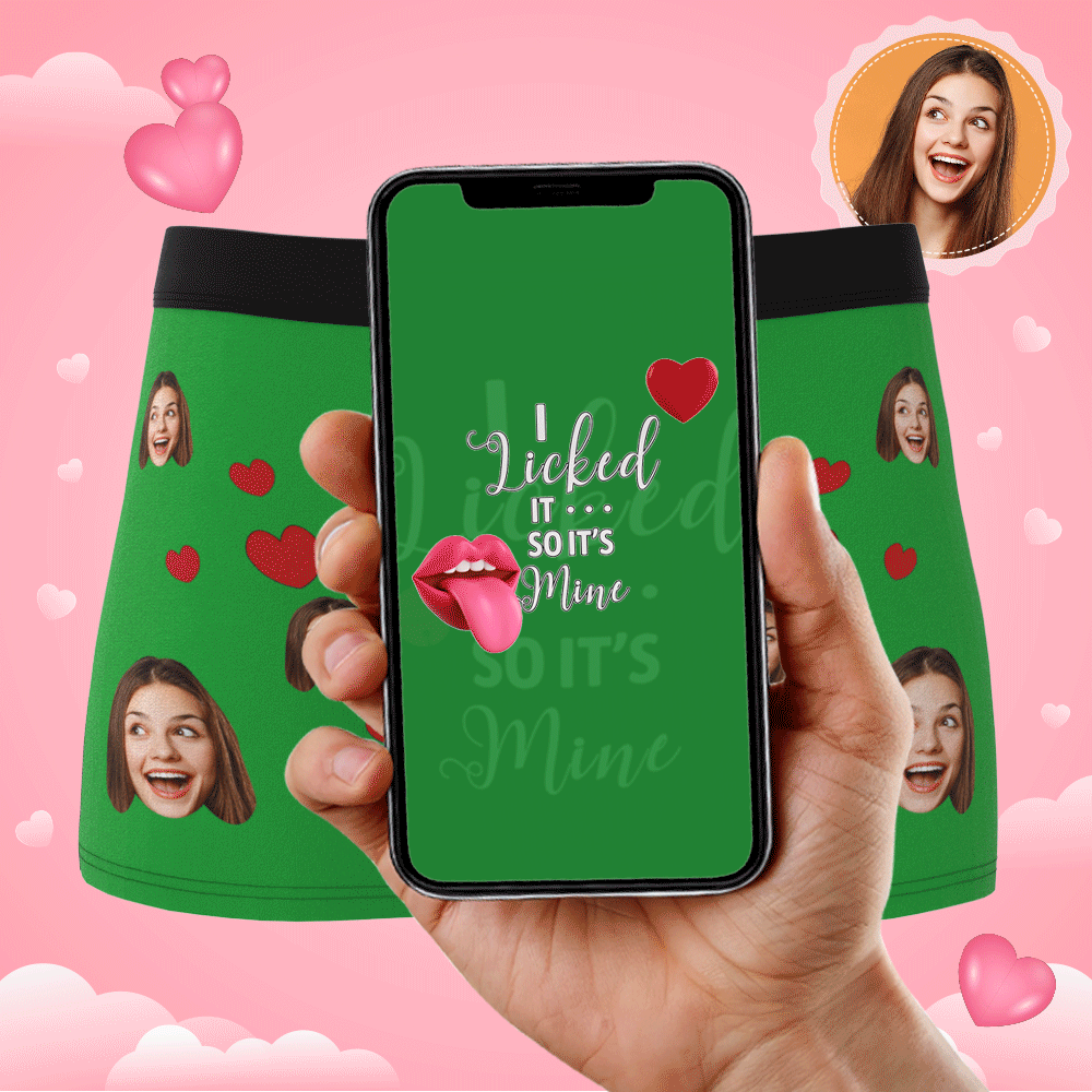 Custom Photo Boxer, Funny Face Boxer It's Mine AR View with Package