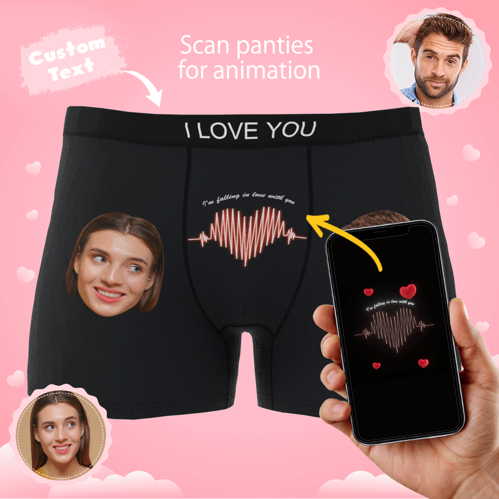 Custom Photo Boxer Electrocardiogram Underwear Men's Underwear Gift For Boyfriend AR View