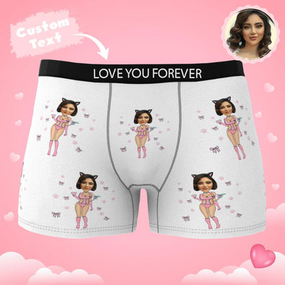Custom Photo Boxer Catwoman Underwear Men's Underwear Gift For Boyfriend AR View Valentine's Day Gift