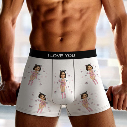 Custom Photo Boxer Catwoman Underwear Men's Underwear Gift For Boyfriend AR View Valentine's Day Gift
