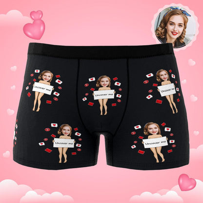 Custom Photo Boxer Uncover Me Underwear Men's Underwear Gift For Boyfriend AR View Valentine's Day Gift