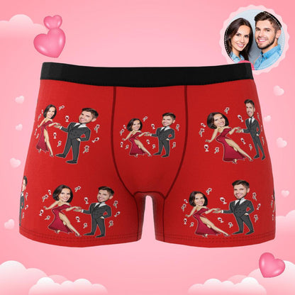 Custom Face Boxer Briefs Dancing Couple Men's Underwear AR View