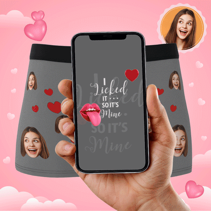 Custom Photo Boxer, Funny Face Boxer It's Mine AR View with Package