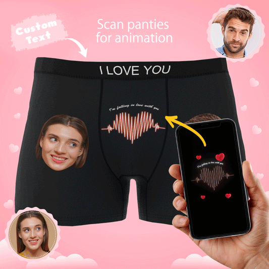 Custom Photo Boxer Electrocardiogram Underwear Men's Underwear Gift For Boyfriend AR View